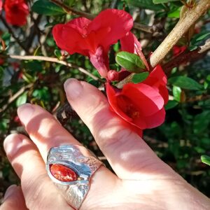 Anillo plata925/ópalo de fuego"Pétalos al sol"