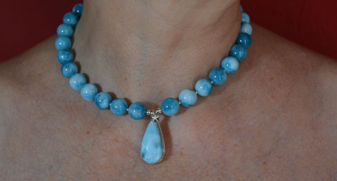 Gargantilla"Del Mar Caribe"(Larimar/plata925)