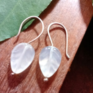 Aros"Hojas al viento"(plata925/cuarzo hialino)