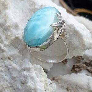 Anillo de plata 925/Larimar "Océano"