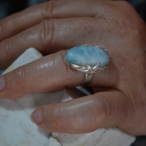 Anillo "Océano" (plata 925/Larimar)