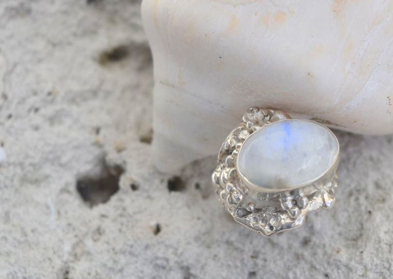 Anillo"Romance" (plata 925/piedra luna) - Imagen 2