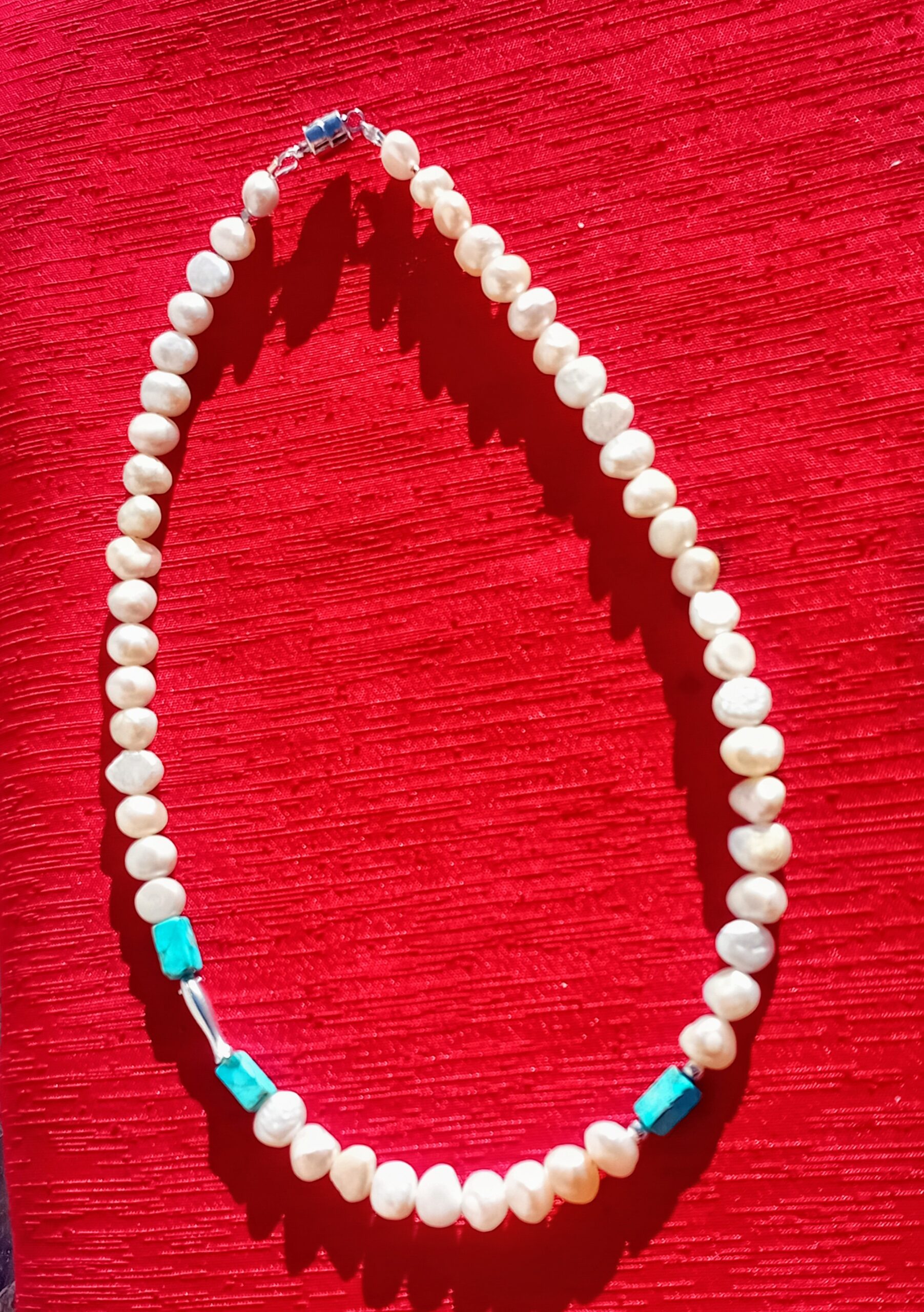 Gargantilla de piedras y perlas naturales - Imagen 2