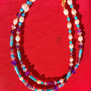 Gargantilla de piedras/perlas"Primaveral"