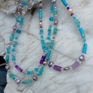 chokers de piedras naturales y perlas" Veraneando"